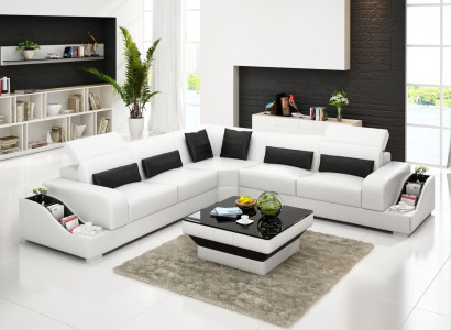 Corner sofa Leather Sofa Couch Upholstery Corner Living landscape Seat Suite L-shape